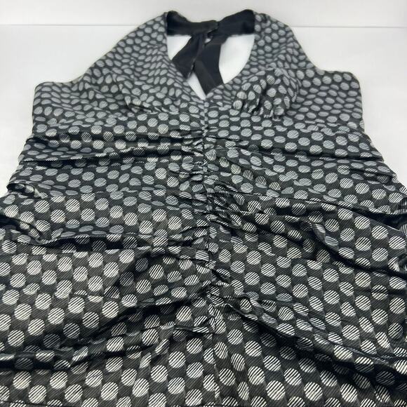 Express Design Studio RETRO Babydoll Y2K Polka Dot Halter V-Neck Size 6 - Picture 4 of 11